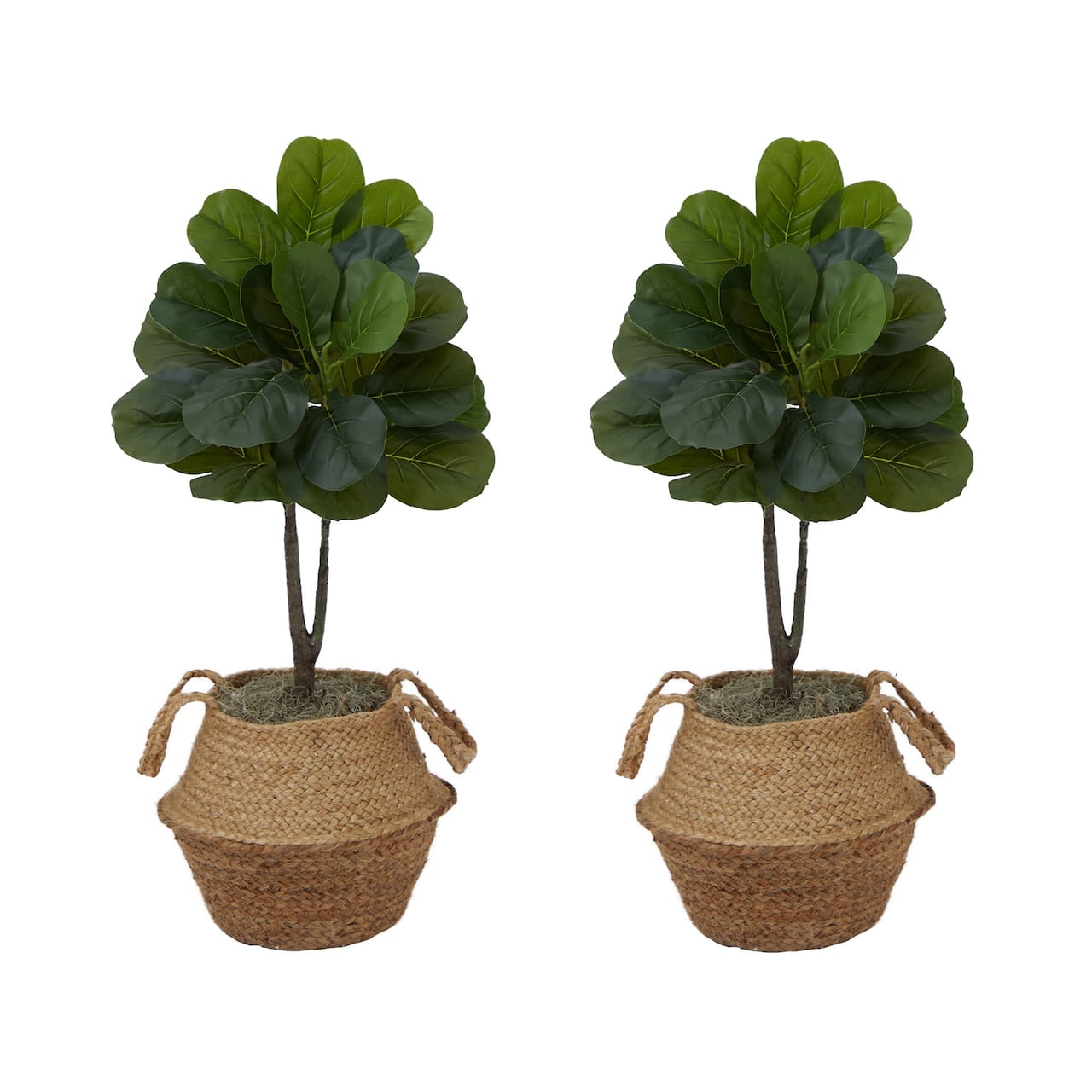3ft. Artificial Fiddle Leaf Fig Tree With Handmade Cotton & Jute Woven Planter Set DIY Kit